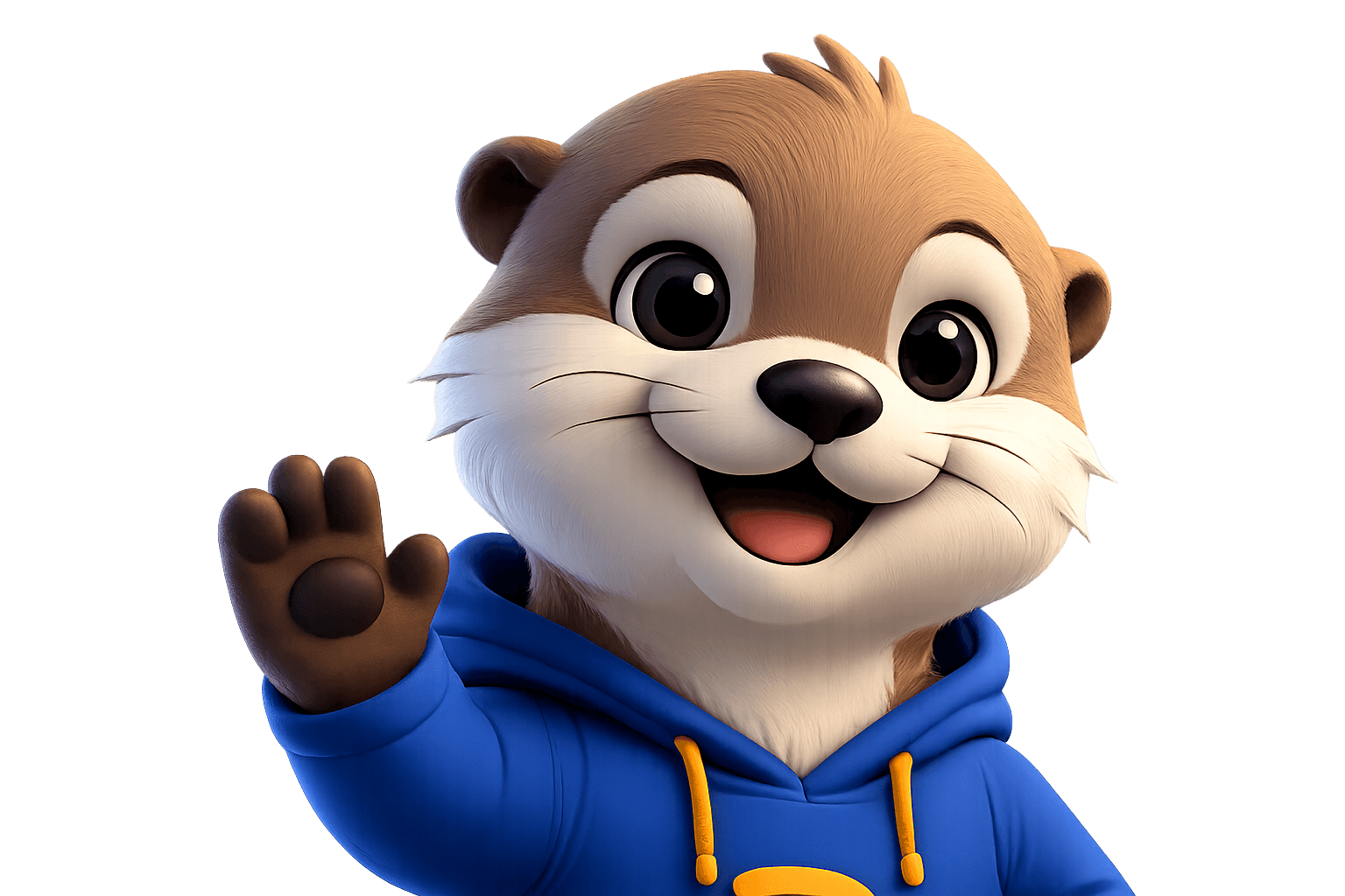 Mascote lontra da Duna acenando